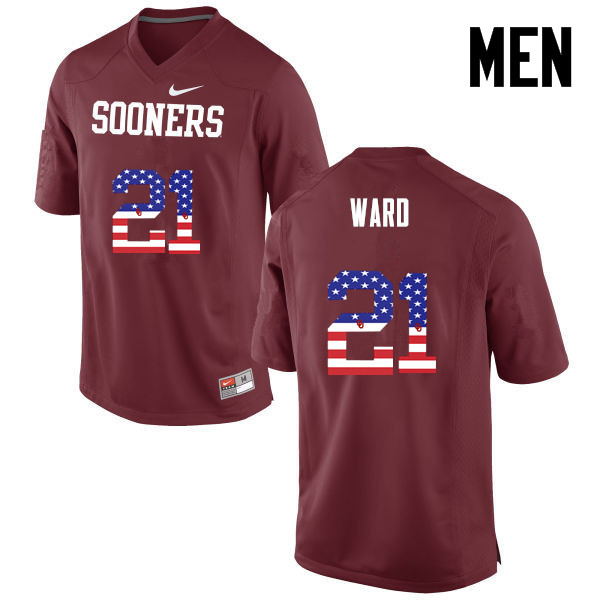 Men Oklahoma Sooners #21 Greg Ward College Football USA Flag Fashion Jerseys-Crimson - Click Image to Close